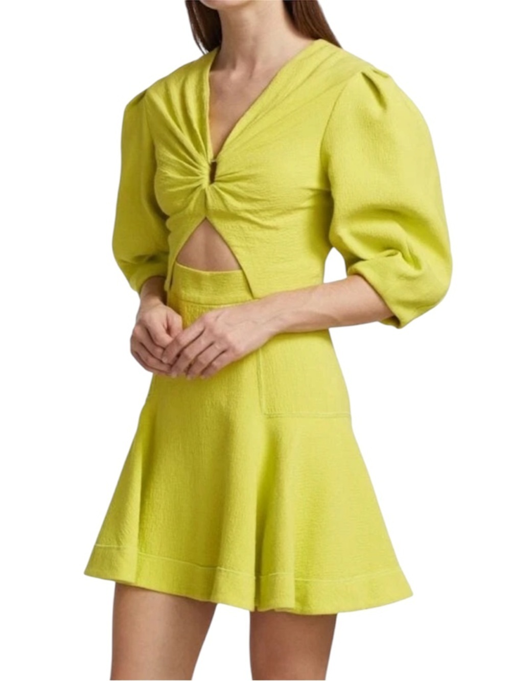 JONATHAN SIMKHAI Women’s Lime Twist-Front Cutout Mini Dress